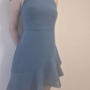 Elegant Blue Halter Dress